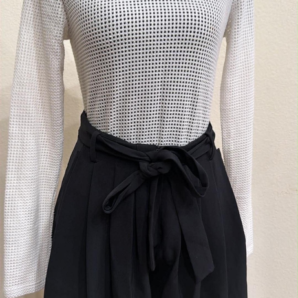 Zara Black Pleated Skort with Tie Waist